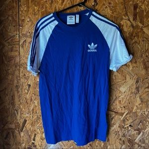 adidas three stripes shirt mens small blue